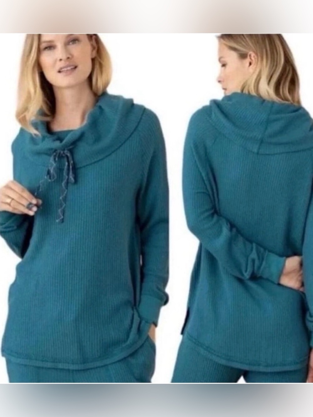 Sundance Waffle Cowl Neck Lounge Top Size Medium